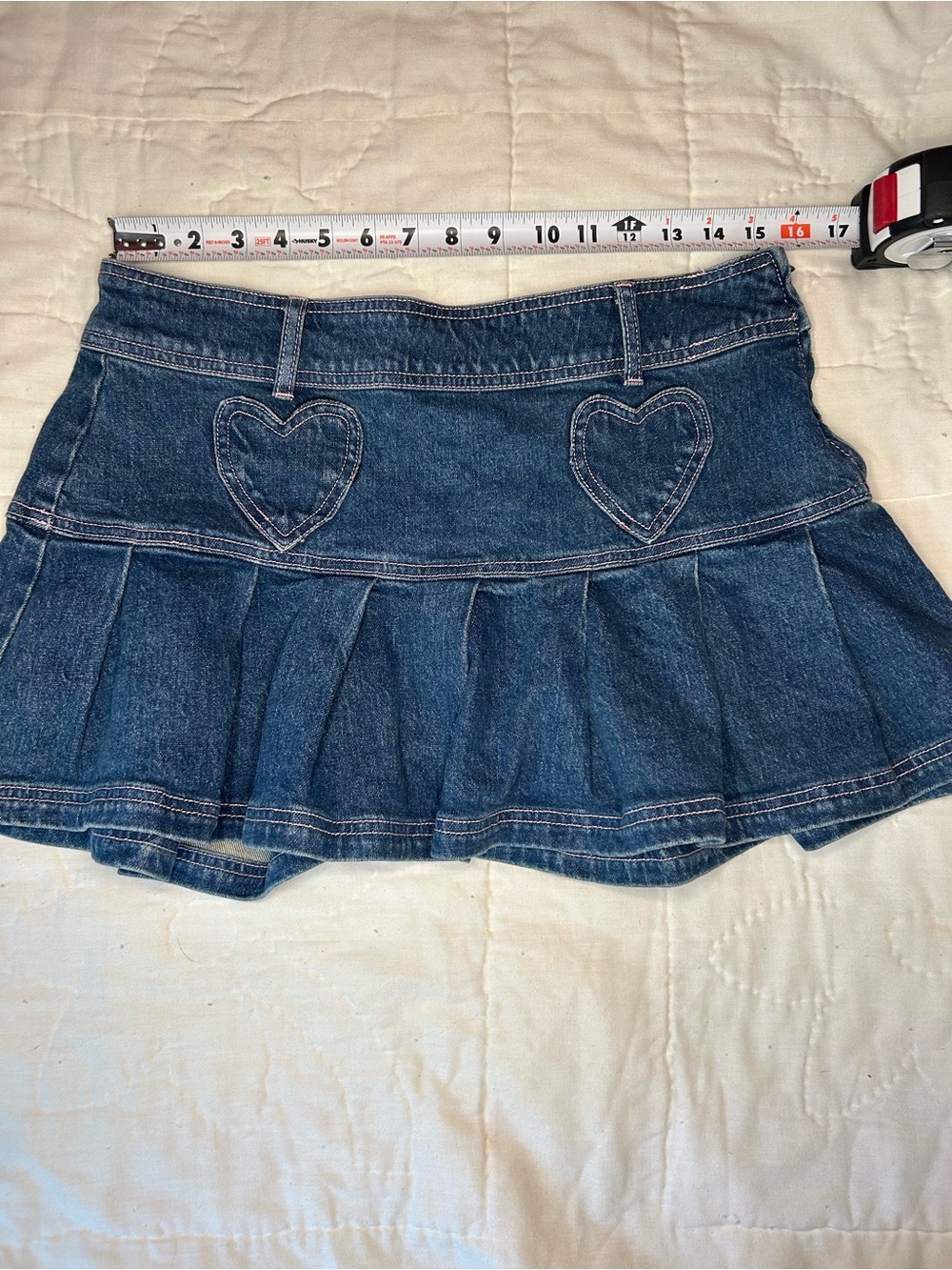 Denim Heart-Accent Y2K Circle Skater girl Skirt -